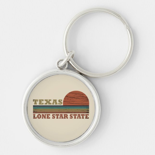 texas den klassiska solnedgången stil i ensamstjär rund silverfärgad nyckelring (Framsidan)