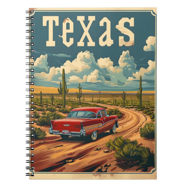 Texas Desert Vintage bil Anteckningsbok (Framsidan)