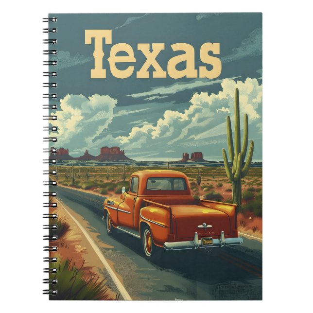 Texas Desert Vintage bil Anteckningsbok (Framsidan)