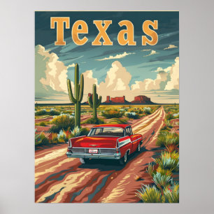 Texas Desert Vintage bil Poster