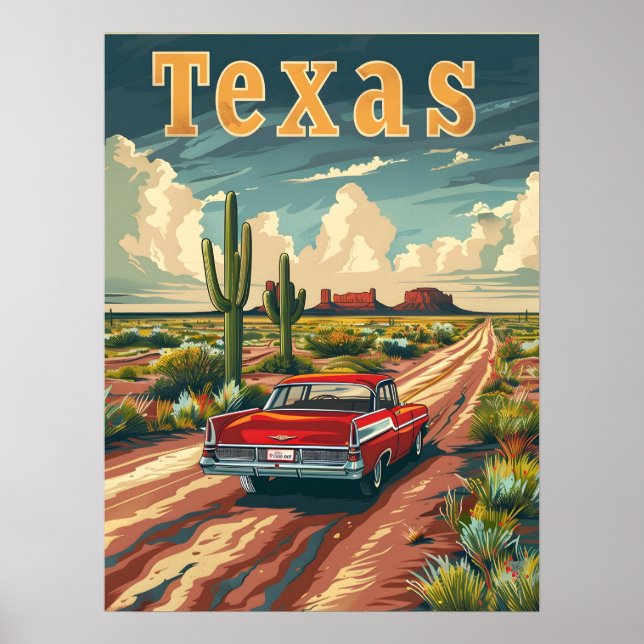 Texas Desert Vintage bil Poster (Framsidan)
