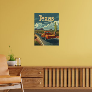 Texas Desert Vintage bil Poster