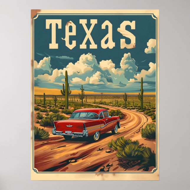 Texas Desert Vintage bil Poster (Framsidan)