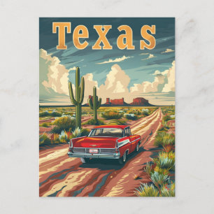 Texas Desert Vintage bil Vykort