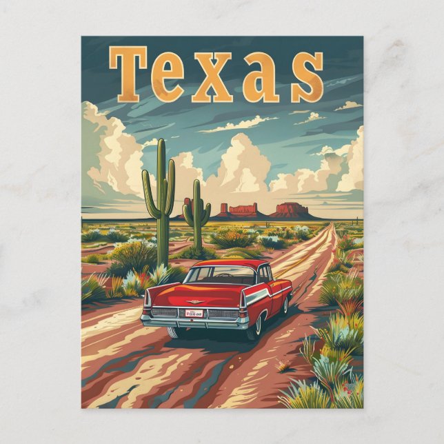 Texas Desert Vintage bil Vykort (Framsida)
