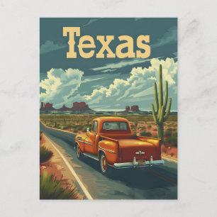 Texas Desert Vintage bil Vykort