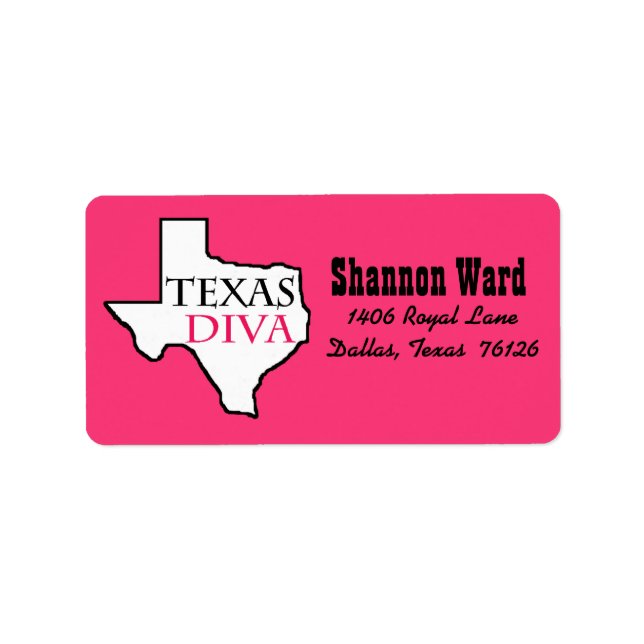 "Texas Diva"-etikett Adressetikett (Framsidan)