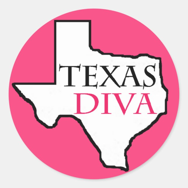 "Texas Diva" Stickers Runt Klistermärke (Framsida)