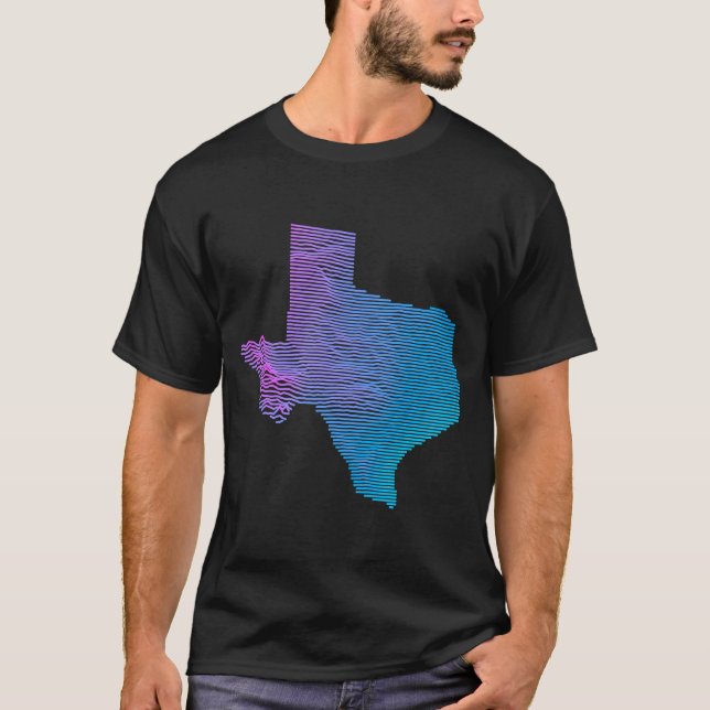Texas Division Elevation Karta of Texas Topography T Shirt (Framsida)