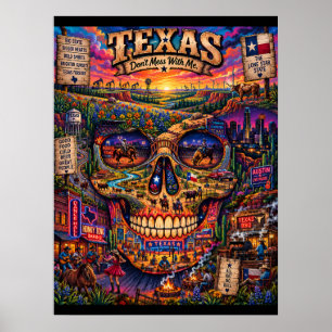 Texas Dödskalle Konsttryck State of Mind Poster