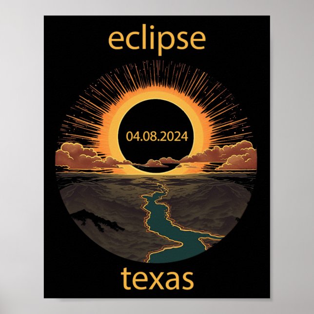 Texas Eclipse April 8 2024 04.08.2024 Texas Solar Poster (Framsidan)