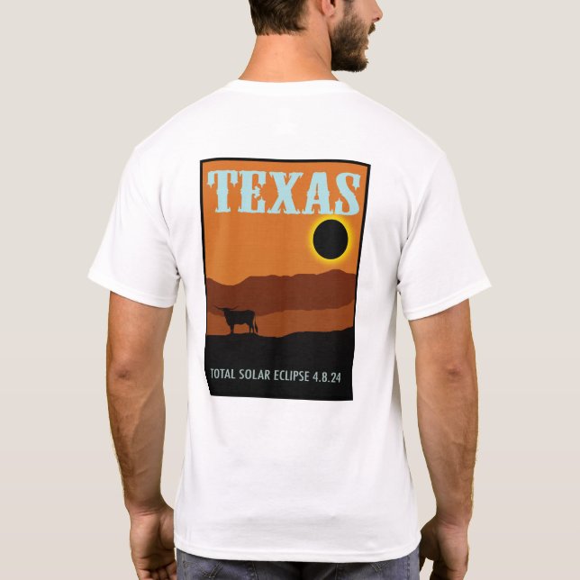 Texas Eclipse Travel Poster på två sidor T Shirt (Baksida)