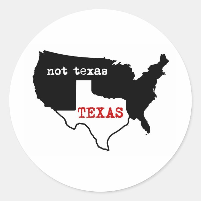 Texas / Ej Texas Runt Klistermärke (Framsida)