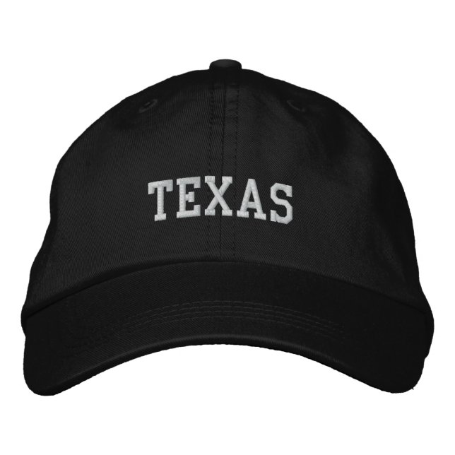 Texas Embroied Justable Cap Black Broderad Keps (Framsida)