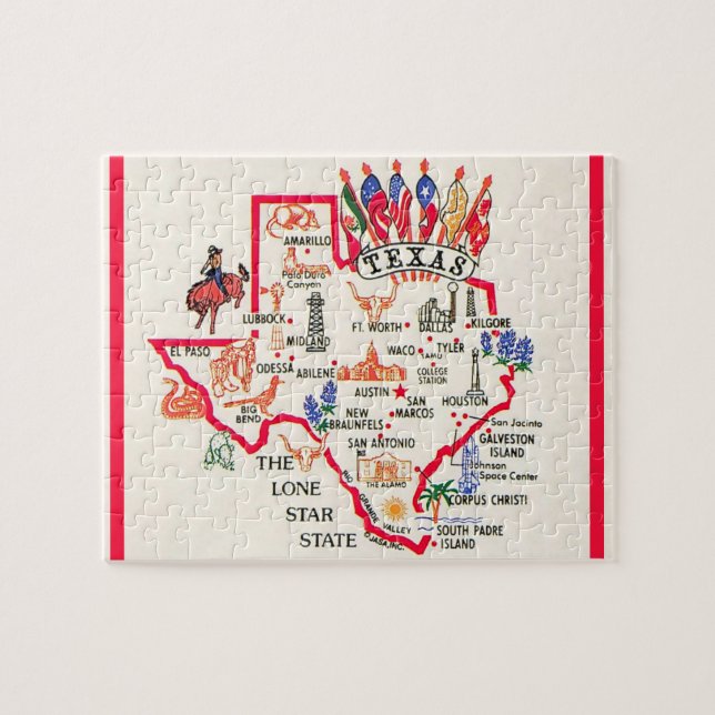 Texas - Ensam Stjärna Stat Pussel (Horisontell)