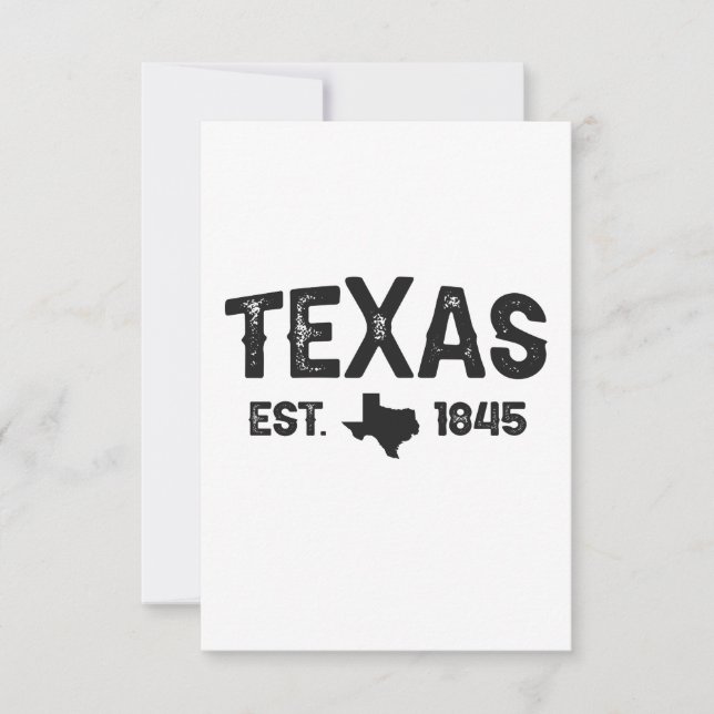 Texas Est 1845 American State Patriotic Gift Tack Kort (Framsida)