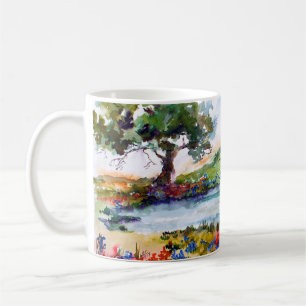 Texas Fält Bluebonnets & Longhorn Watercolor Kaffemugg