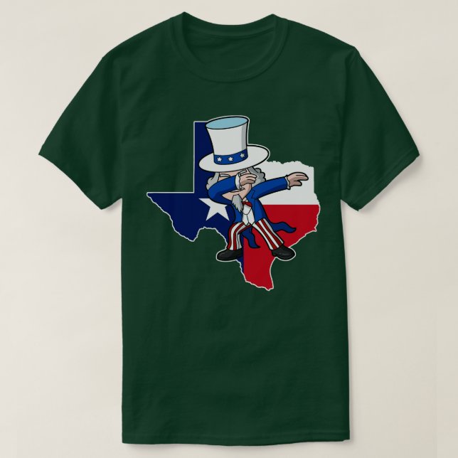Texas farbror Sam Texan 4 juli USA Patriotic T Shirt (Design framsida)