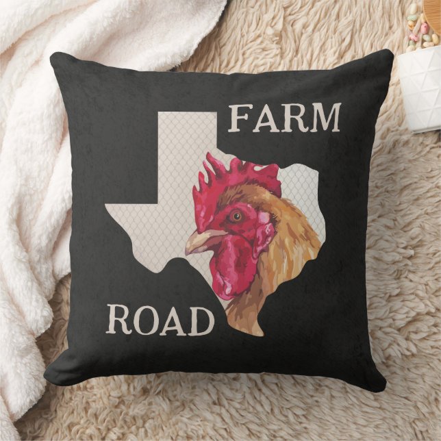 Texas Farm Road Chicken Kudde (Filt)