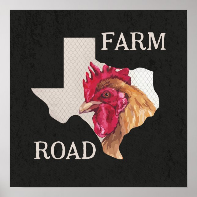 Texas Farm Road Chicken Poster (Framsidan)