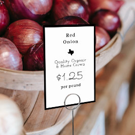 Texas Farmers Market Food Namn Card Bordsnummer
