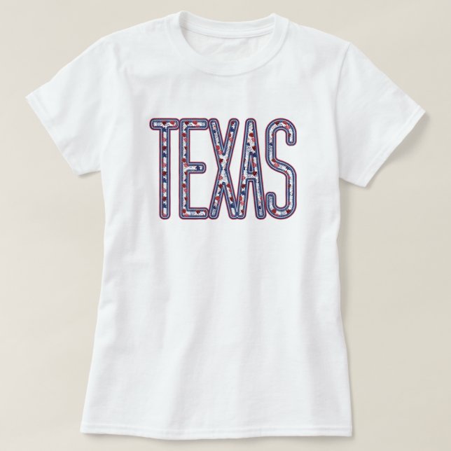 Texas Faux Applique Fall Brev T Shirt (Design framsida)