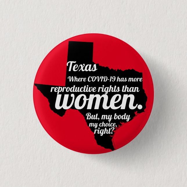 Texas Feminist Virus Anpassningsbar Knapp (Framsida)