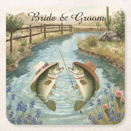 Texas Fiske Bröllop Underlägg Papper Kvadrat