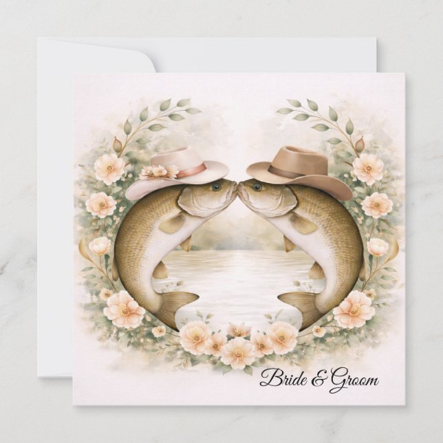 Texas Fiske Bröllopsinbjudan Cowboyhatt Abborre Inbjudningar (Framsida)