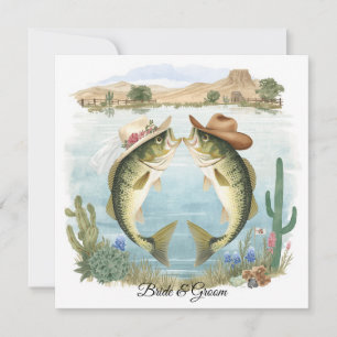 Texas Fiske Bröllopsinbjudan Cowboyhatt Abborre Inbjudningar
