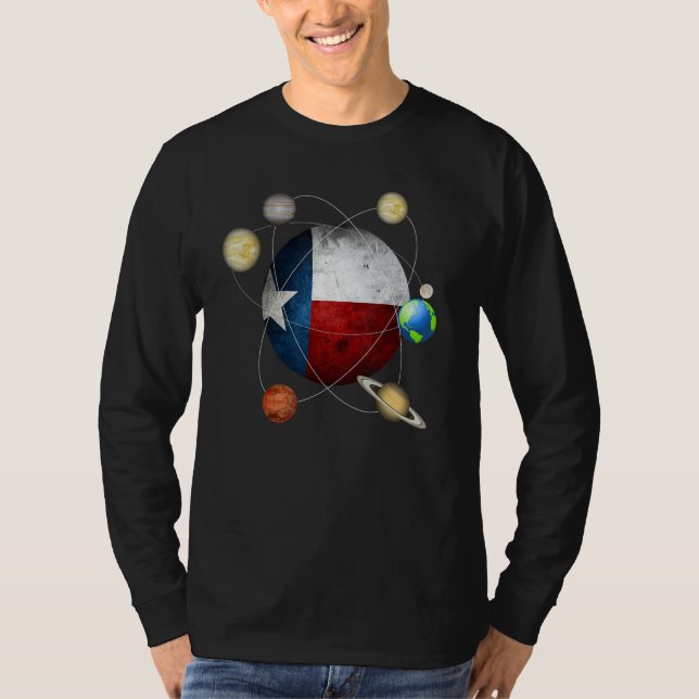 Texas Flag Texas And The Solar System T Shirt (Framsida)