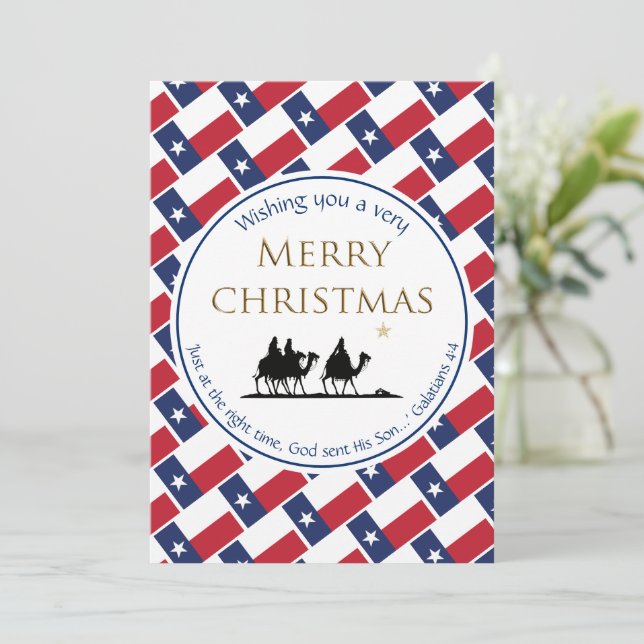 TEXAS FLAG Three Wise Men TEXAN Christmas Julkort (Stående Fram)