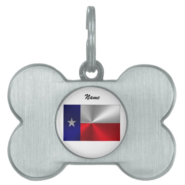 Texas flagga borstad metall namnbricka husdjur (Framsidan)