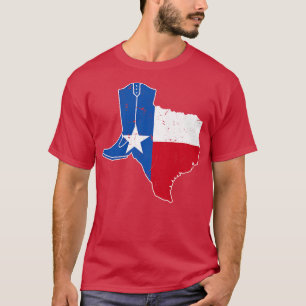 Texas Flagga Cowboy Boot Cattleman T Shirt