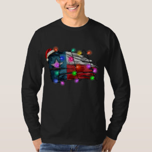 Texas Flagga God jul Ljus Julafton Amerika T Shirt