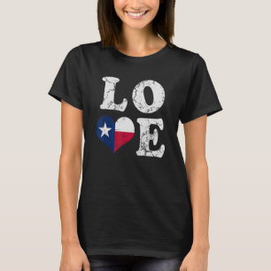 Texas Flagga Heart Kärlek Home Family Texan T Shirt