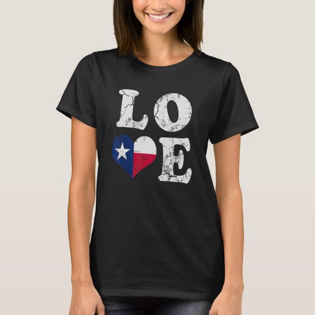 Texas Flagga Heart Kärlek Home Family Texan T Shirt (Framsida)