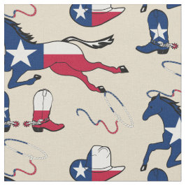 Texas Flagga Horses Hats and Boots län Tyg