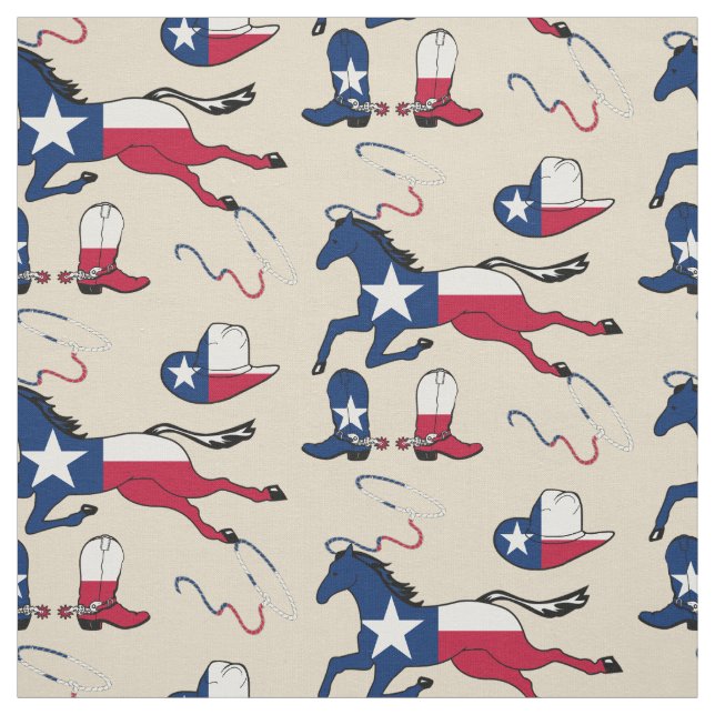 Texas Flagga Horses Hats and Boots län Tyg (Provkarta)