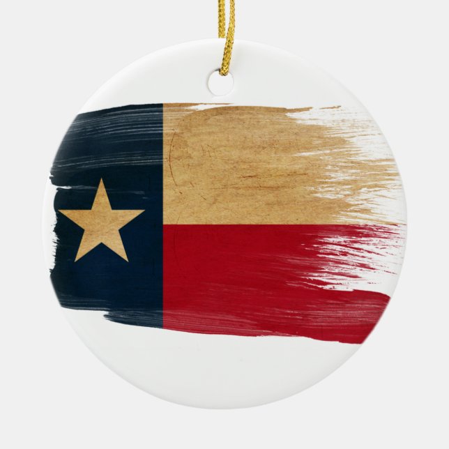 Texas flagga julgransprydnad keramik (Framsidan)