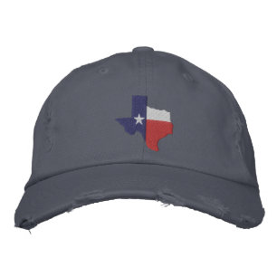Texas Flagga Karta Broderad Keps