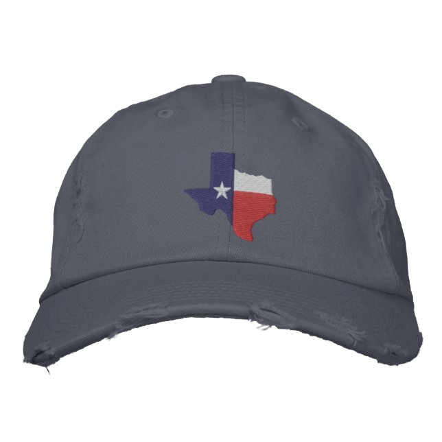 Texas Flagga Karta Broderad Keps (Framsida)