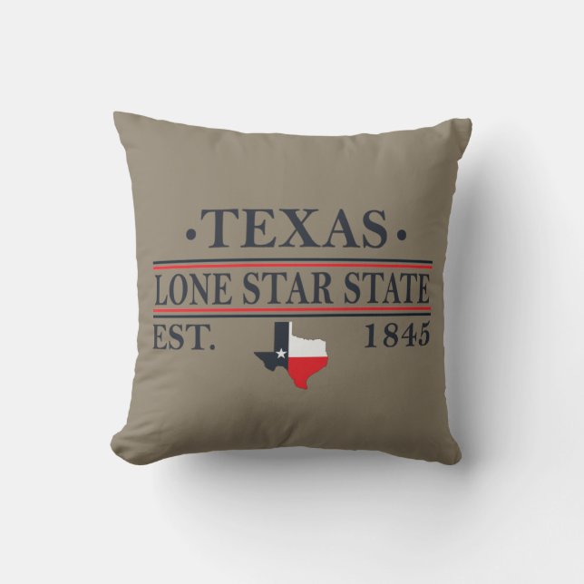 Texas flagga karta, ensamstjärnornas stat kudde (Framsida)