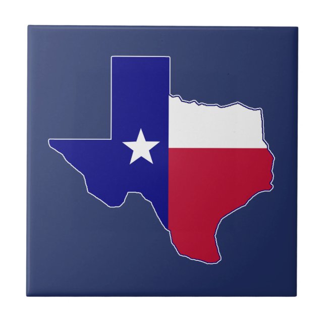 Texas Flagga Karta Kakelplatta (Framsidan)