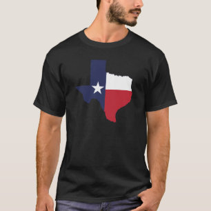 Texas Flagga Karta Manar Black T Shirt