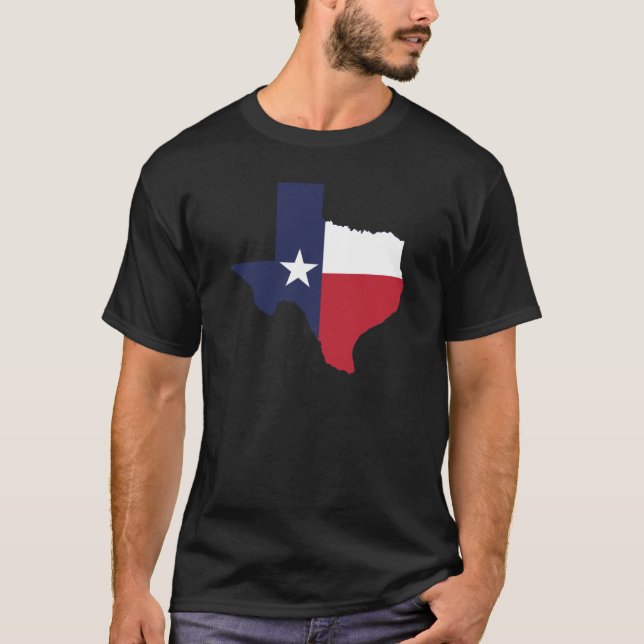 Texas Flagga Karta Manar Black T Shirt (Framsida)