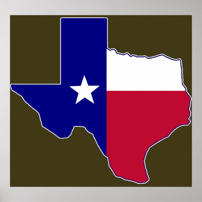 Texas Flagga Karta Poster (Framsidan)