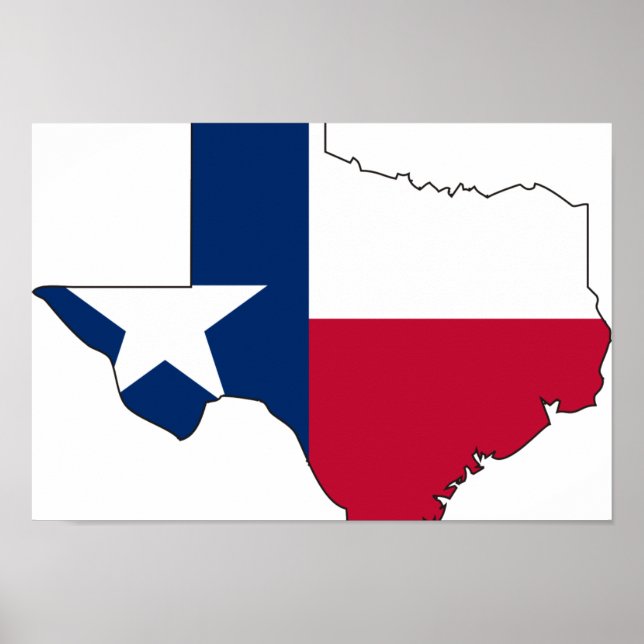Texas Flagga Karta Poster (Framsidan)