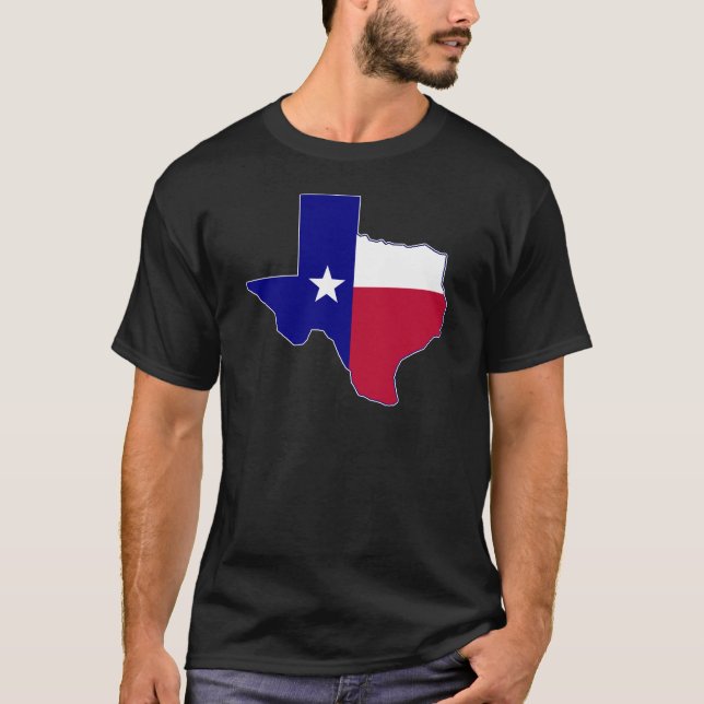 Texas Flagga Karta T-shirt (Framsida)