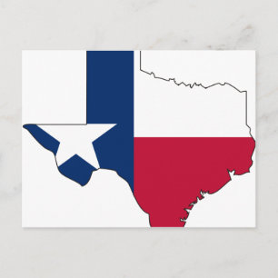 Texas Flagga Karta Vykort